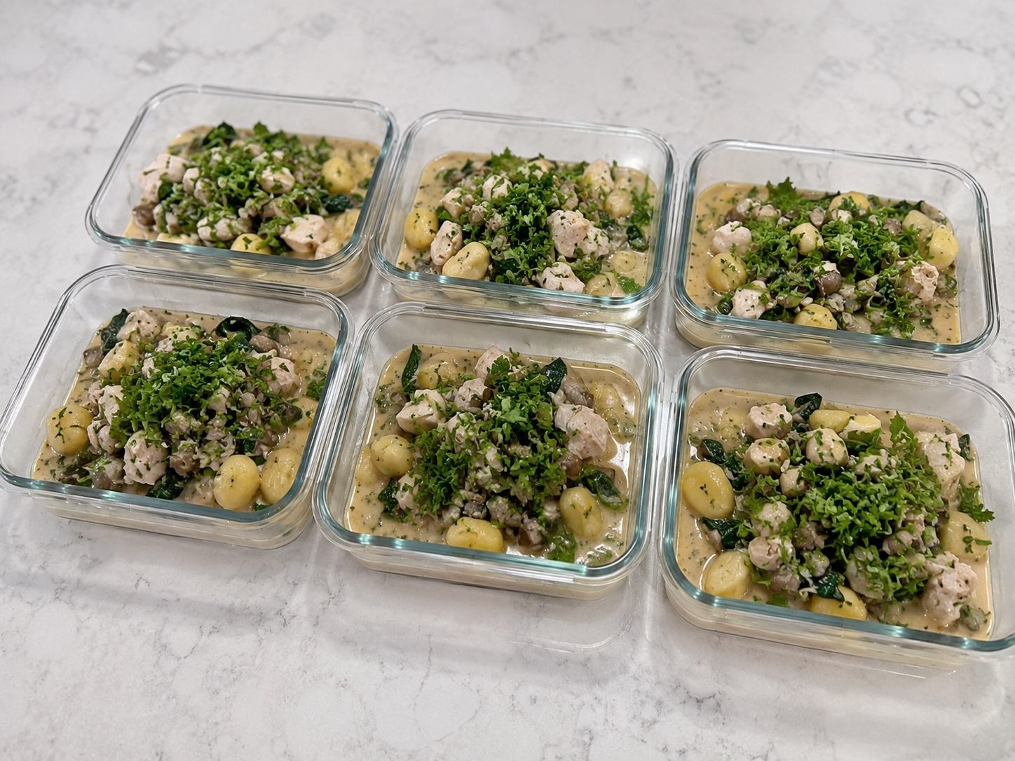 Creamy chicken gnocchi meal prep photo